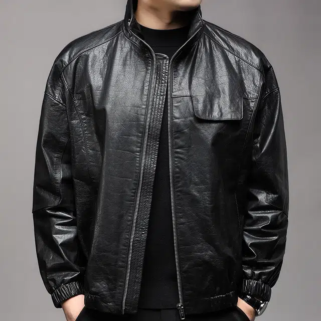 太子龍 品牌立领阔版落肩袖外套潮流设计感皮衣 男款