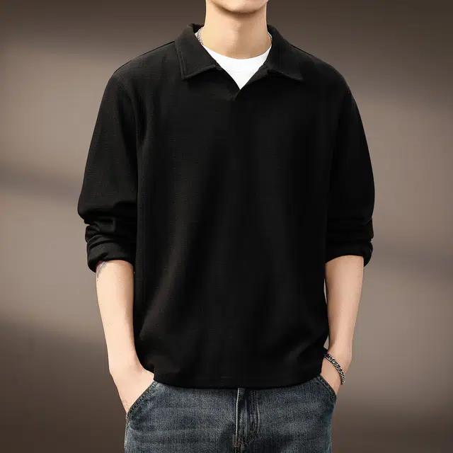 贵色 美式复古华夫格保暖翻领长袖卫衣 男女同款