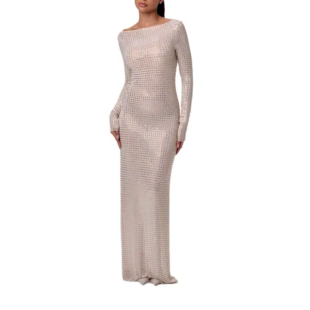 NAKED WARDROBE Open Back Gown Crystal