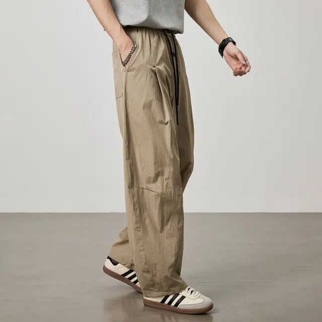 童先森 网眼速干宽松垂坠感潮流潮牌直筒休闲裤 男款