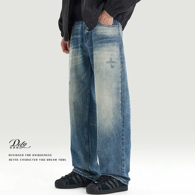 洞洞拐 设计感水洗春秋季牛仔裤 男女同款