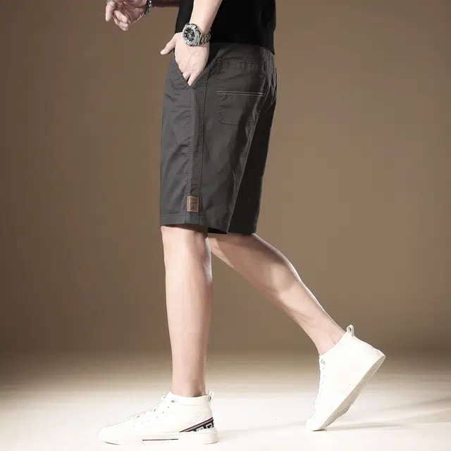 贵色 复古轻薄冰丝凉感美式气纯色五分休闲短裤 男女同款 基础色（黑灰白等）