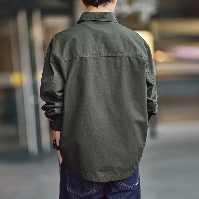 格蓝鹿 男潮牌城市机能风格显高显瘦痞帅美式复古工装松弛感休闲长袖衬衫 男女同款