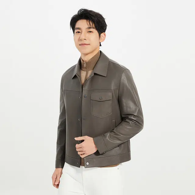 利郎 时尚都市云雾皮简约质感皮衣 男款