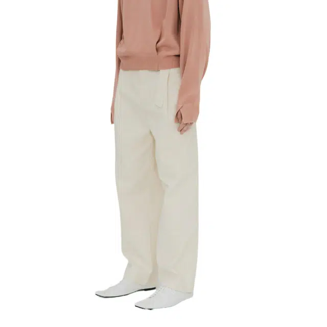 BESLOW ONE TUCK WASHED BELTED PANTS