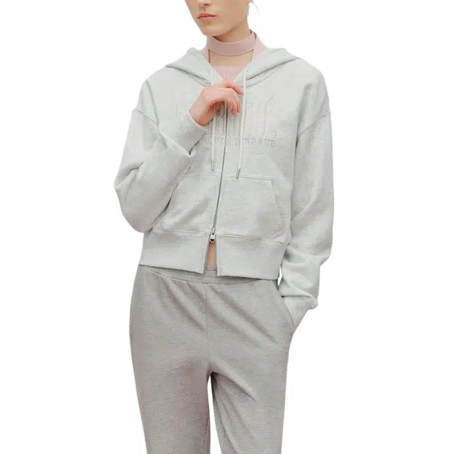 MARITHE FRANCOIS GIRBAUD FW25 LACE APPLIQUE CROP HOODIE