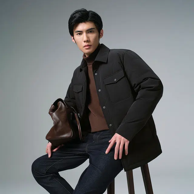 利郎 都市休闲防泼水翻领易打理保暖外套通勤休闲保暖冬季羽绒服 男款