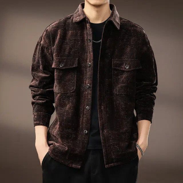 贵色 港风时尚潮牌百搭工装长袖潮流复古巴恩风户外出行穿搭休闲翻领衬衣外套衬衫 男女同款