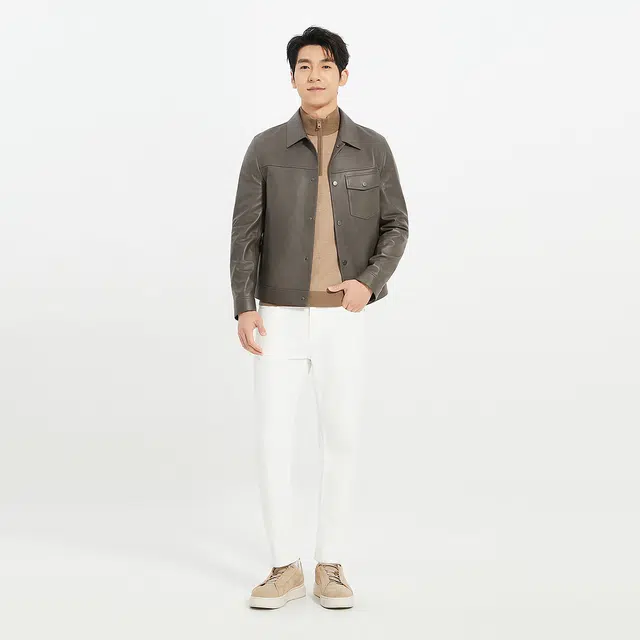 利郎 时尚都市云雾皮简约质感皮衣 男款