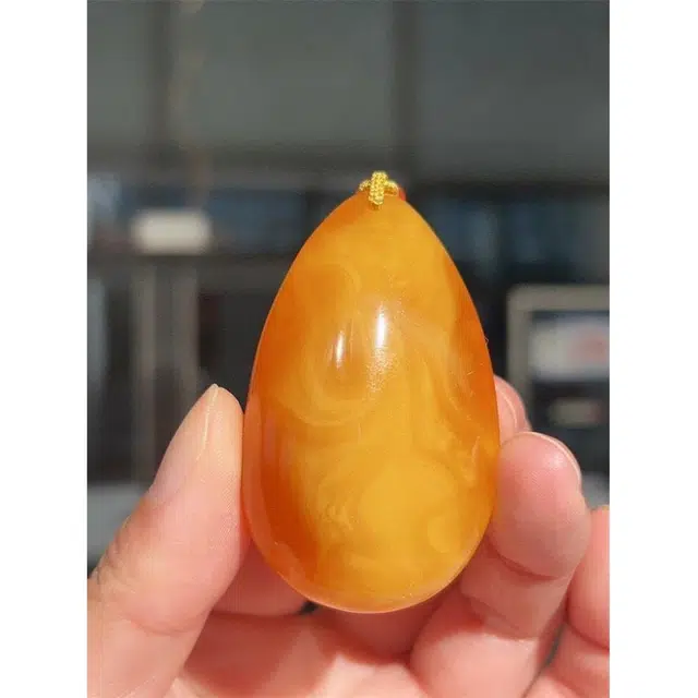 灵运宝 转运招财俄原石鸡油红老花蜜一物一图 蜜蜡 名贵玉石吊坠 男女同款情侣款