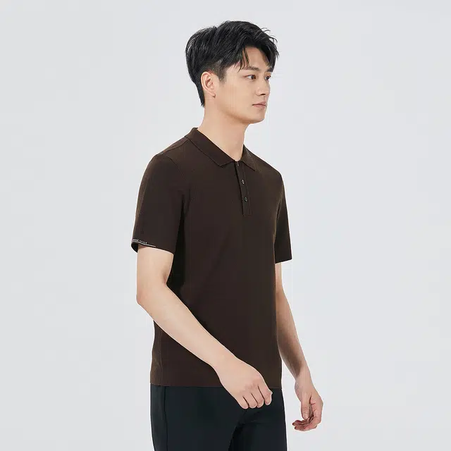 利郎 品位商务纯色翻领休闲通勤短袖打底衫秋季毛衣 男款