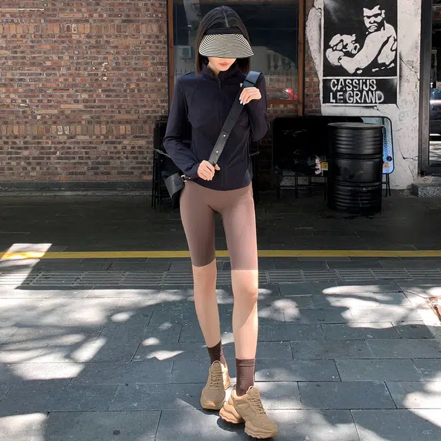 美洋 普拉提 修身薄款纯色简约气质百搭截短外套 女款 黑色