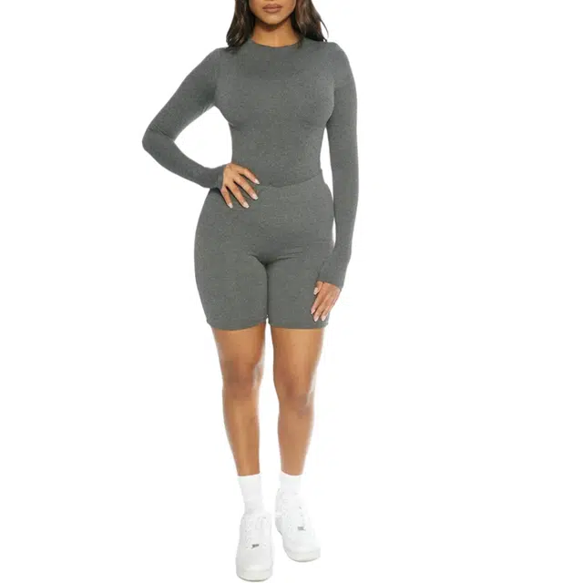 NAKED WARDROBE Sculpt Mock Neck Bodysuit NW