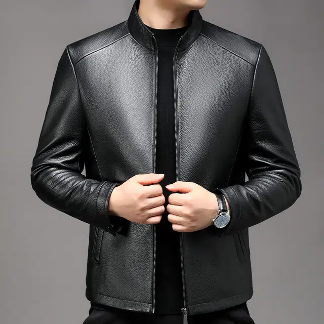 太子龍 品牌纯色时尚休闲百搭鹿皮革真皮皮衣 男款