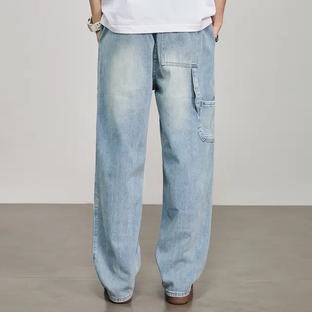 童先森 直筒潮牌宽松青少年美式裤子牛仔裤 男款