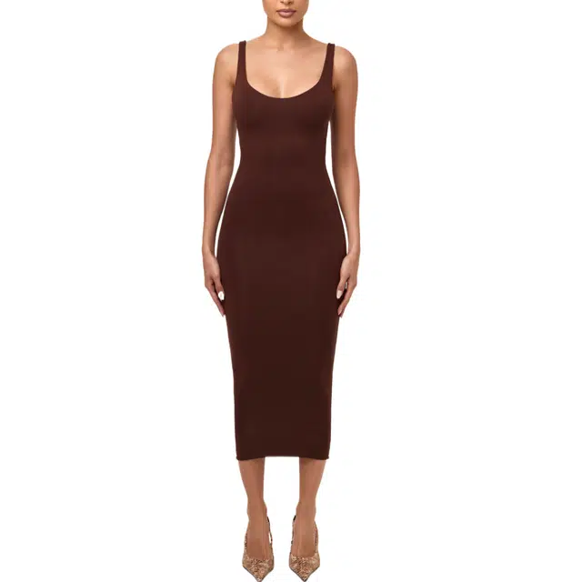 NAKED WARDROBE NW SCULPT TANK MIDI DRESS