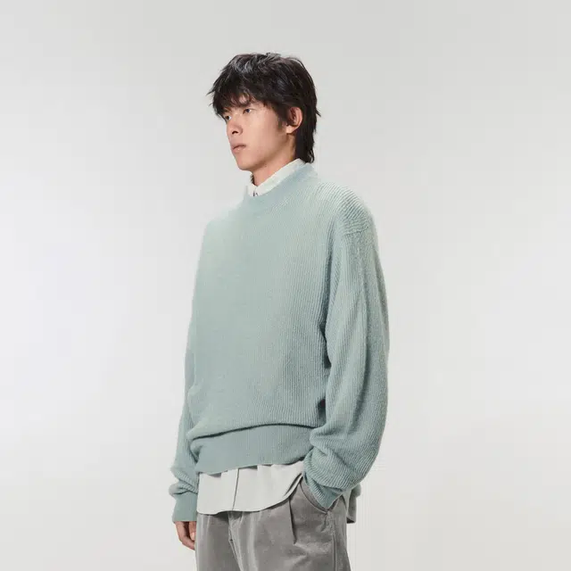 速写 纯色圆领休闲长袖套头毛衣 男女同款