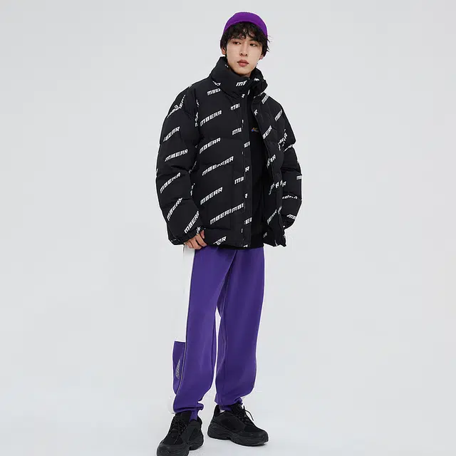 美特斯邦威 字母印花满印加厚立领保暖羽绒服 男款