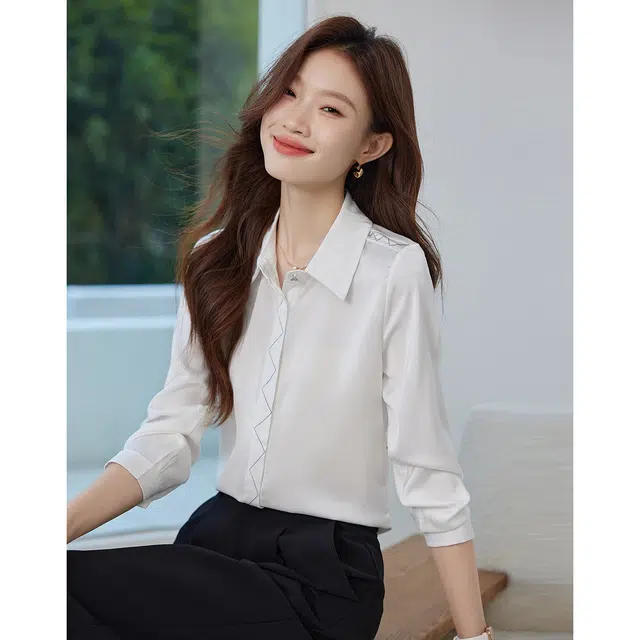 爱依莲 时尚舒适百搭短袖衬衫 女款 白色