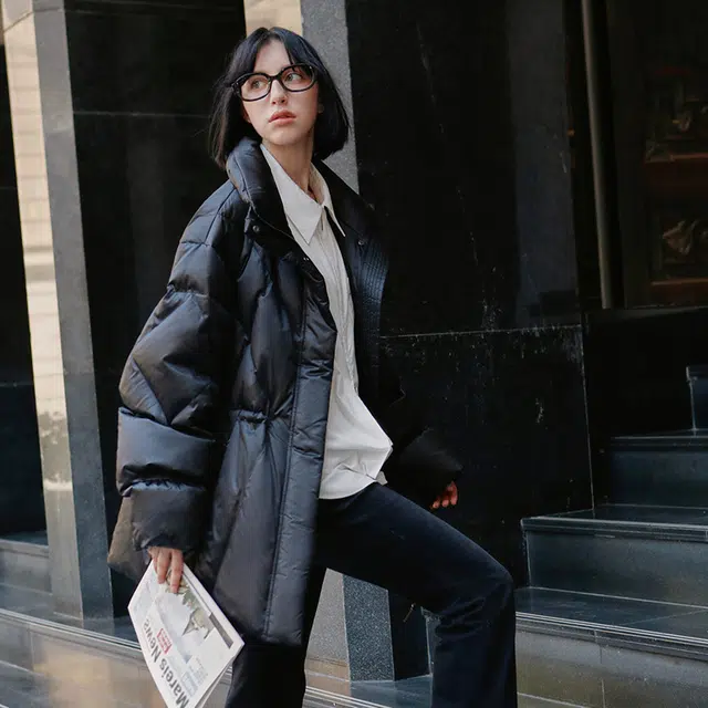 太平鸟 纯色通勤舒适纯色百搭羽绒服 女款 黑色