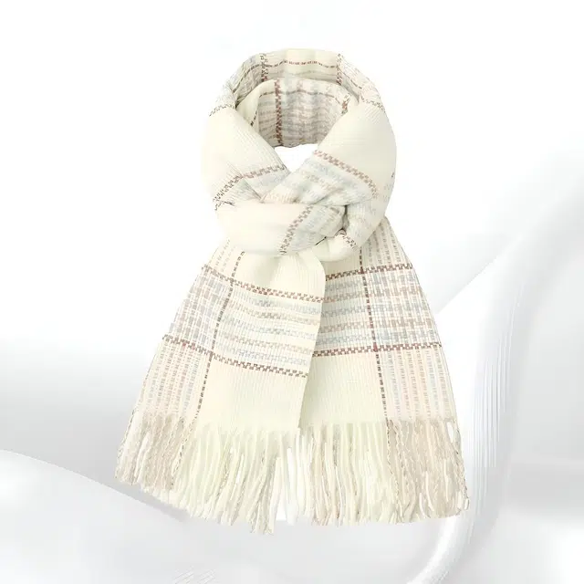 恩僾德 减龄格子 高颜值韩版百搭日系高级感保暖 聚酯纤维 绒线围巾 男女同款情侣款