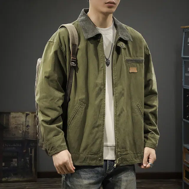 前进牛 美式经典复古潮牌高街痞帅抗皱工装潮流硬汉高级感牛仔外套 男款