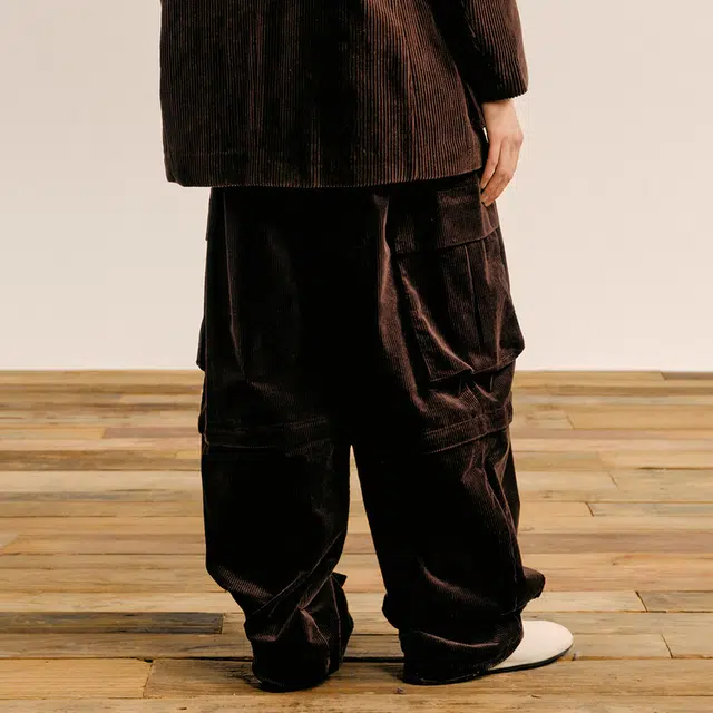 速写 灯芯绒多口袋工装宽松休闲裤 男款