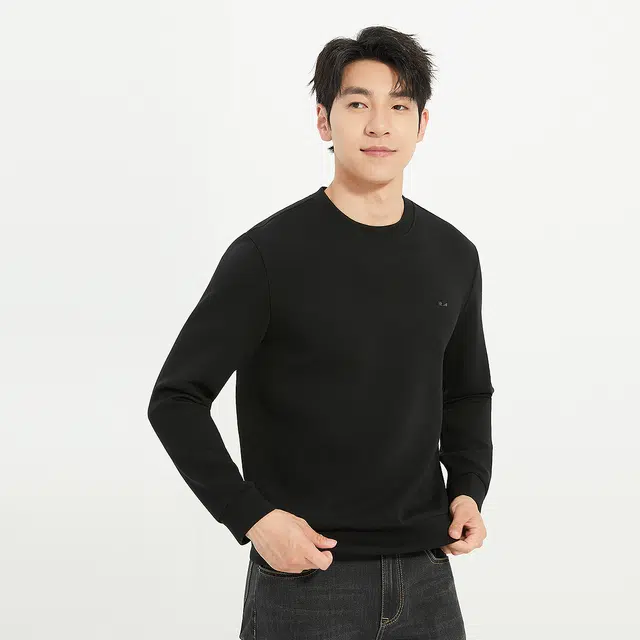 利郎 商务休闲纯色圆领质感简约百搭秋季卫衣 男款