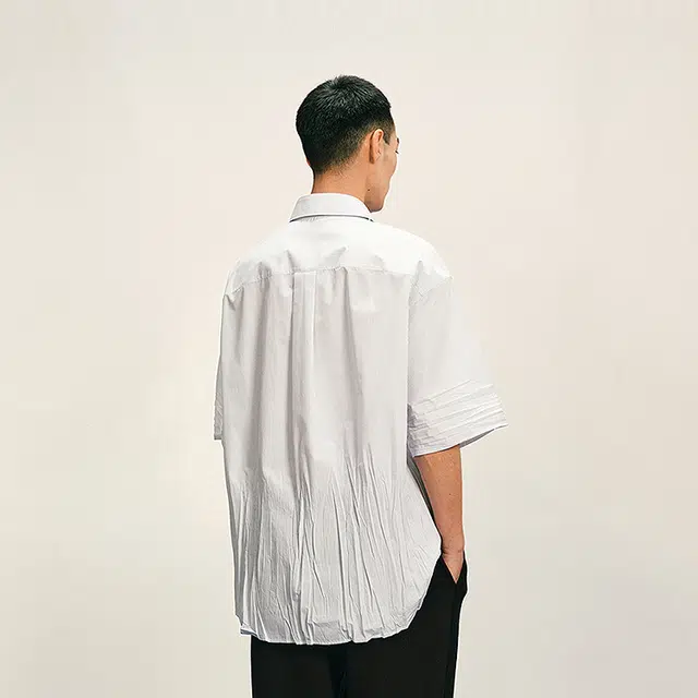 速写 秋季长款简约时尚短袖衬衫 男款