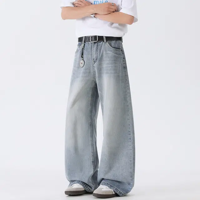 海尔斯 美式简约宽松直筒百搭时尚牛仔裤 男款