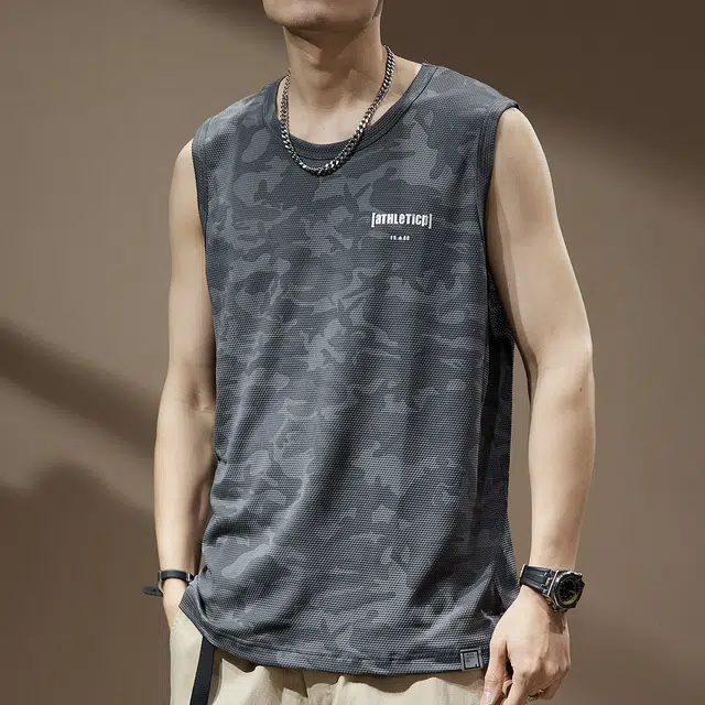 贵色 港风学生潮流薄款上衣美式复古凉感冰丝吸汗透气设计感无袖背心 男女同款