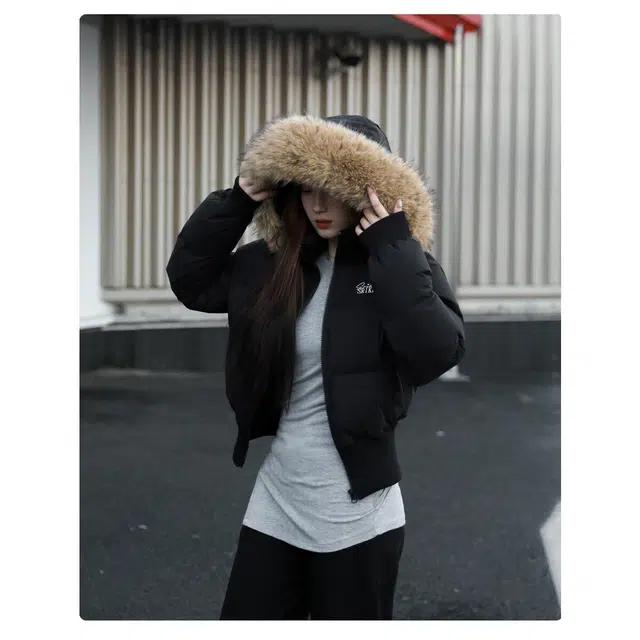 小菊川栗 连帽收腰显瘦高级感棉服 女款