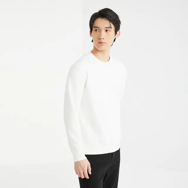 利郎 时尚都市加绒保暖圆领简约有型刺绣冬季卫衣 男款