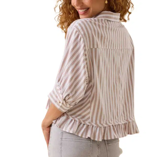ALTAR'D STATE Ruffle Stripe Button Up Top Bridget