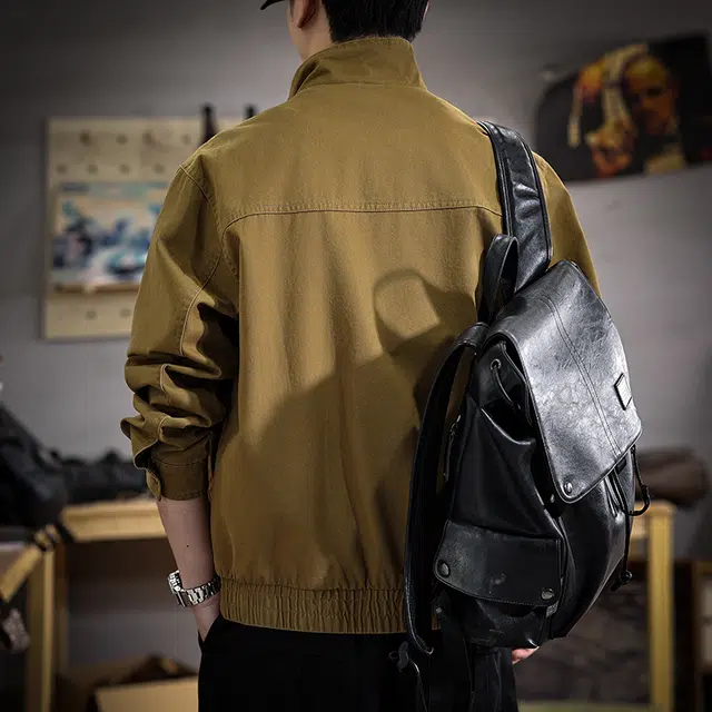 遨宇 阿美咔叽美式复古百搭猎装痞帅工装极简风宽松纯棉立领休闲户外潮长袖夹克外套 男女同款