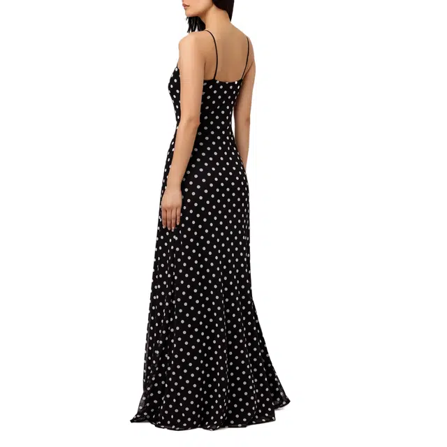 NAKED WARDROBE Polka Dot A-Line Maxi Dress Mesh