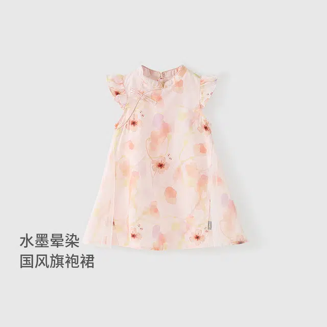 童泰连衣裙 时尚舒适简约潮流无袖 粉色 中小童