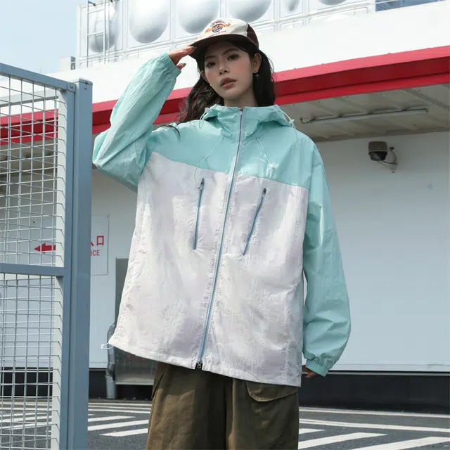 金盾 纯色舒适时尚连帽防晒服 男女同款