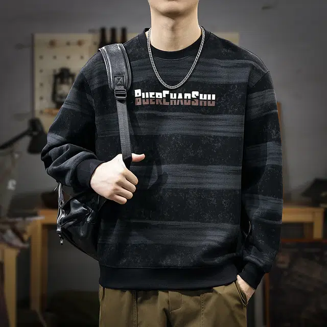 遨宇 美式经典复古潮牌嘻哈街头圆领长袖卫衣 男款