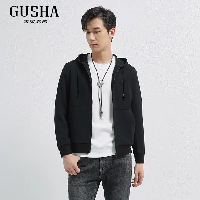 古鲨 松弛感连帽休闲舒适运动卫衣秋季夹克外套 男款