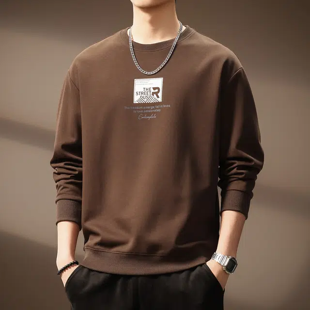 贵色 美式复古青少年学院风简约印花长袖时尚潮流百搭立体裁剪设计圆领休闲打底卫衣 男女同款