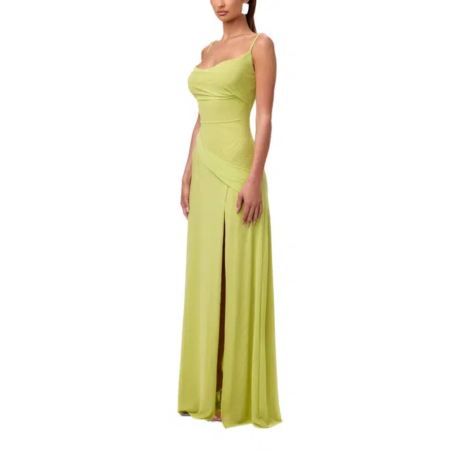 NAKED WARDROBE Draped Overlay Maxi Dress Mesh