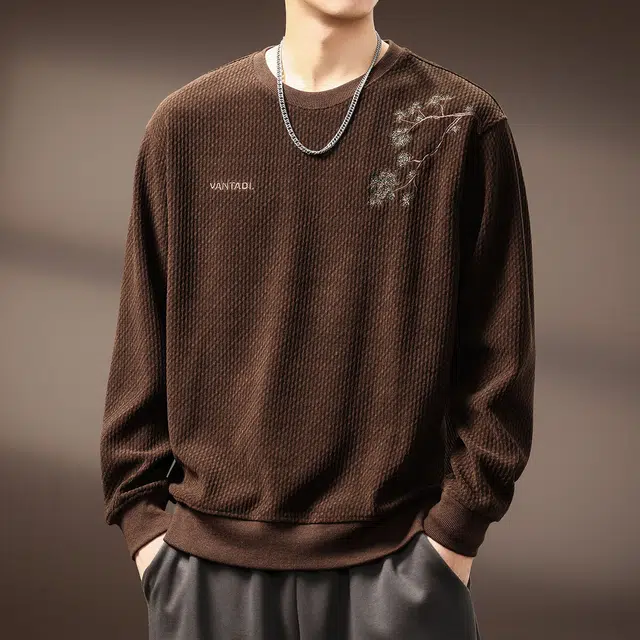 贵色 潮牌复古风重磅长袖时尚百搭刺绣设计感休闲圆领套头卫衣 男女同款