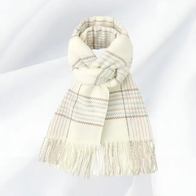 恩僾德 减龄格子 高颜值韩版百搭日系高级感保暖 聚酯纤维 绒线围巾 男女同款情侣款