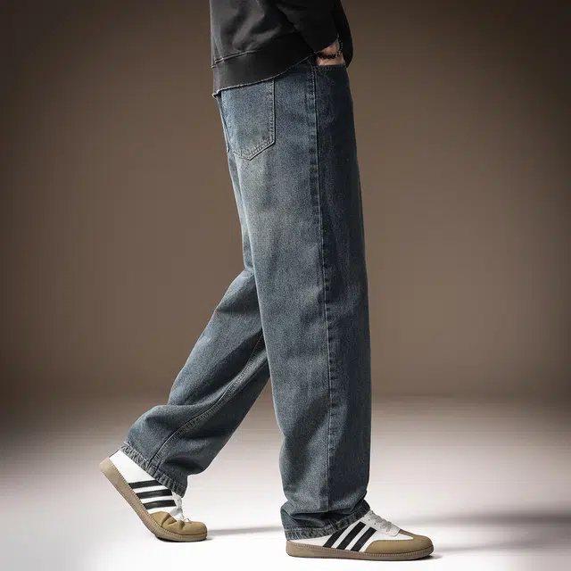 贵色 美式复古高街水洗做旧潮牌痞帅舒适显瘦百搭直筒垂感阔腿牛仔裤 男女同款