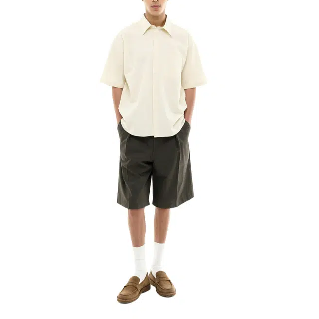 BESLOW RIPPLE COTTON HALF SHIRT