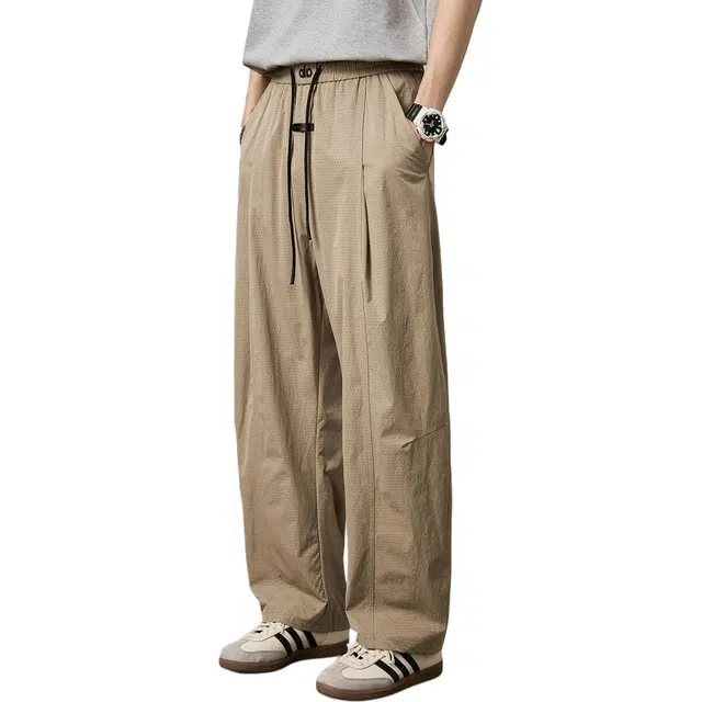 童先森 网眼速干宽松垂坠感潮流潮牌直筒休闲裤 男款