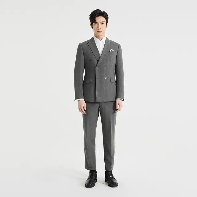 利郎 商务休闲时尚条纹两件套百搭简约秋季长袖西装套装 男款