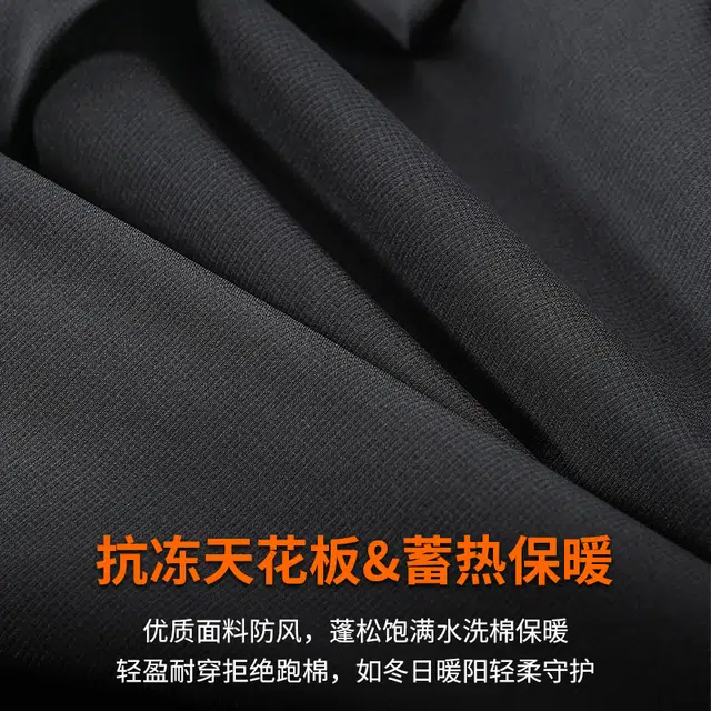 季言 薄款棉衣连帽防风保暖工装潮牌痞帅炸街高级感棉服 男款 黑色