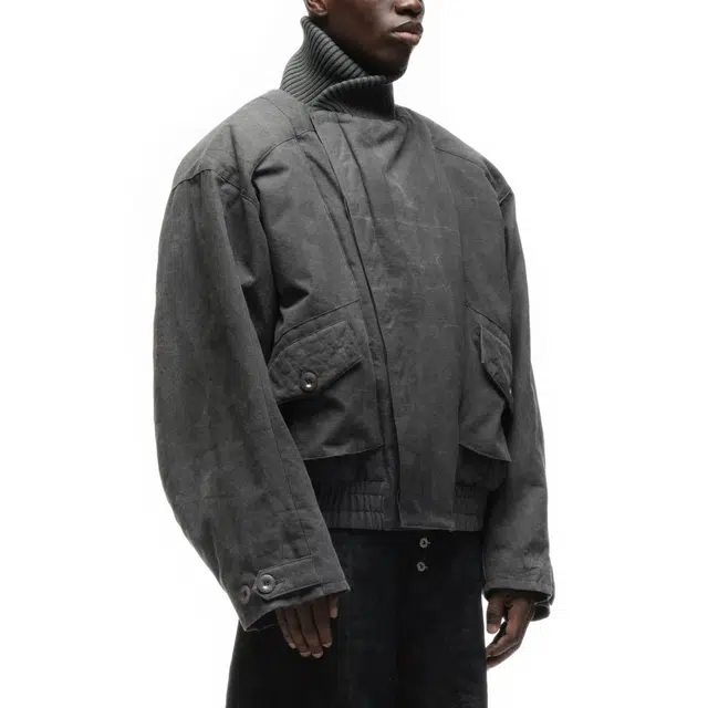 NOFAITH STUDIOS JAPANESE FLIGHT PADDED BOMBER JACKET STRUCTURED GREY